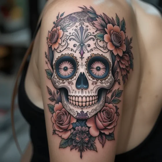 Floral Skull Tattoo