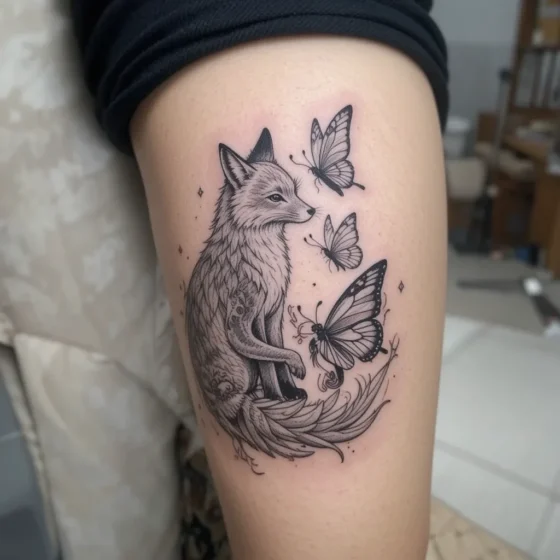 Fox and Butterfly Tattoo
