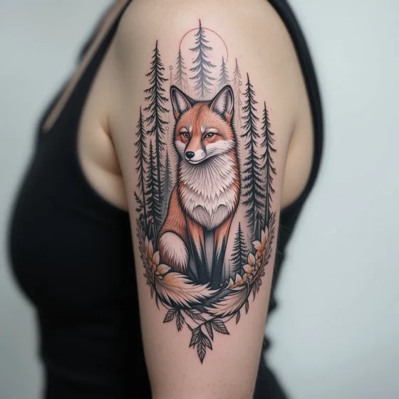 Fox and Forest Tattoo