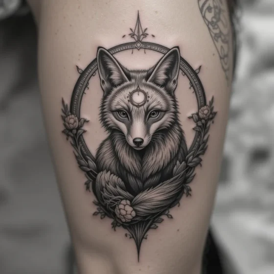 Fox and Moon Tattoo