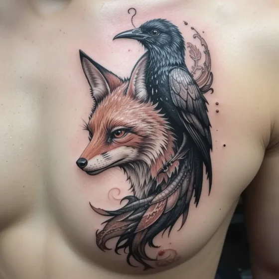 Fox and Raven Tattoo