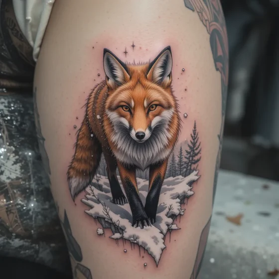 Fox in the Snow Tattoo