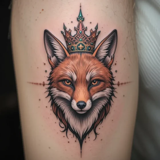 Fox with Crown Tattoo