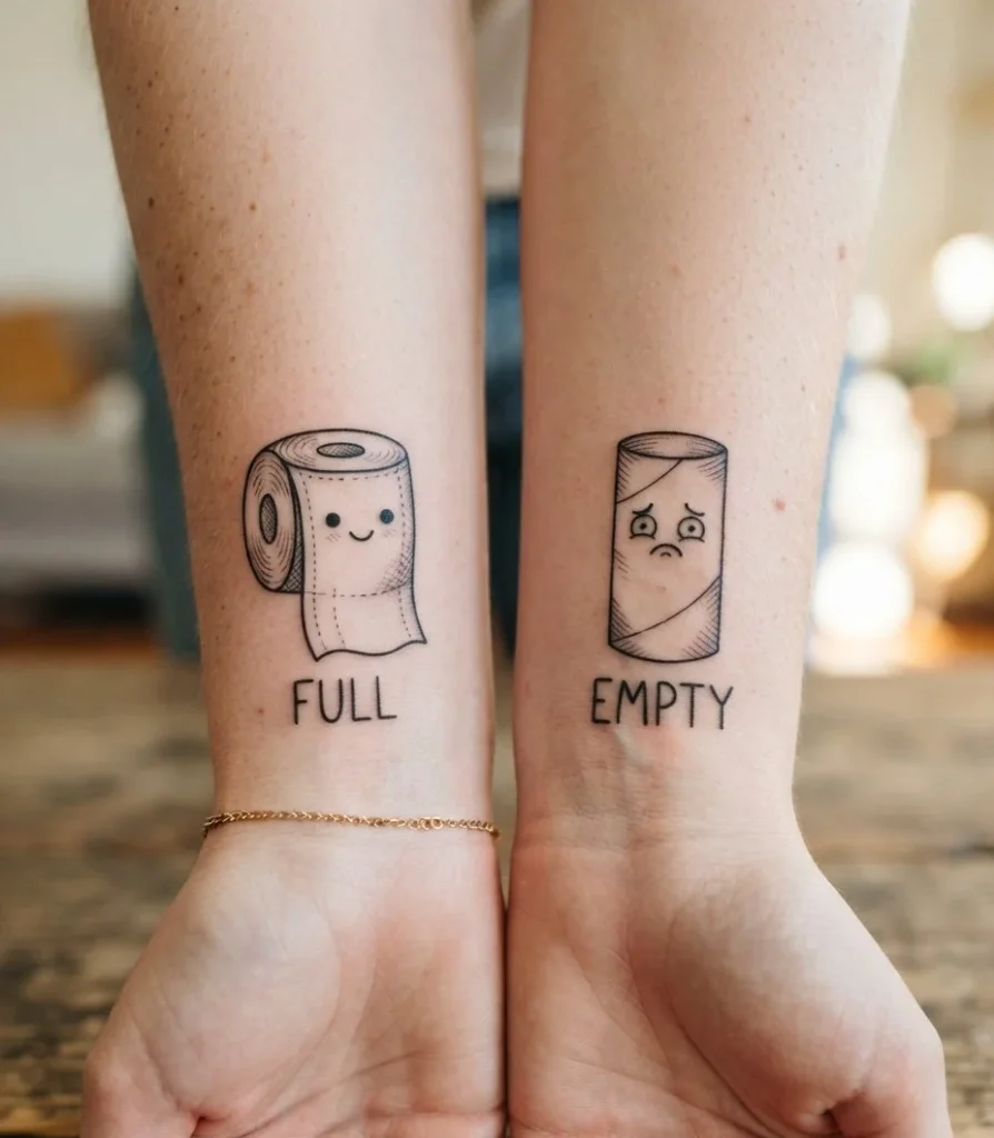 Full & Empty Toilet Paper Roll Tattoo