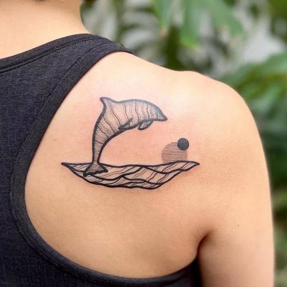 Geometric Dolphin Tattoo