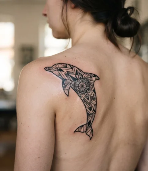 Geometric Dolphin Tattoo