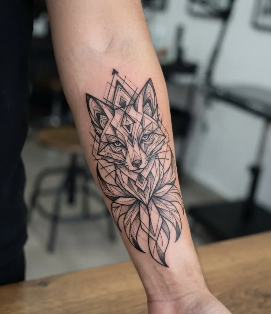 Geometric Kitsune Tattoo