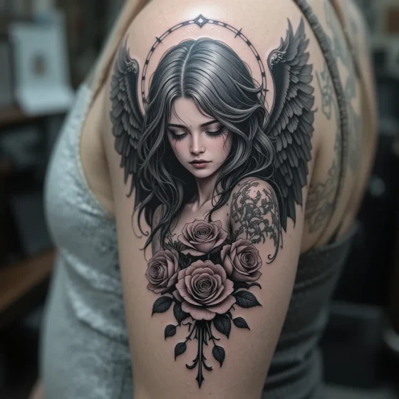 Gothic Angel & Withering Roses