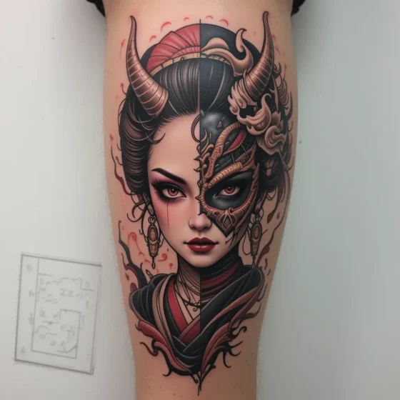 Half-Geisha, Half-Demon Tattoo