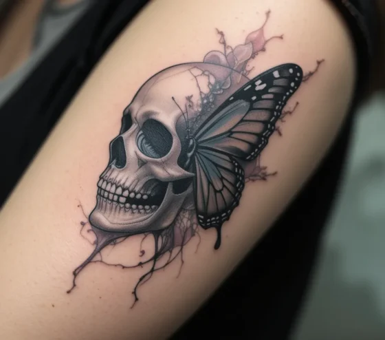 Half Skull, and Half Butterfly