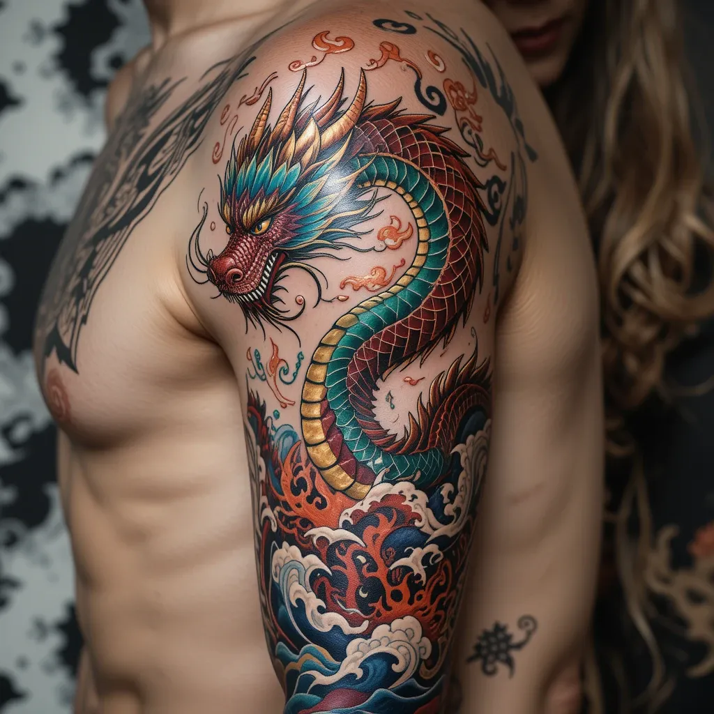 Half-Sleeve Japanese Dragon Tattoo