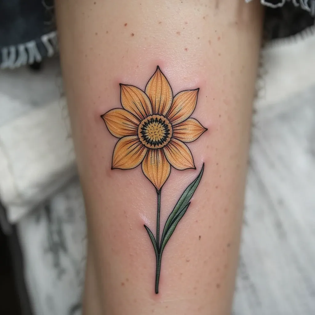 Hand-Poked Daffodil Tattoo