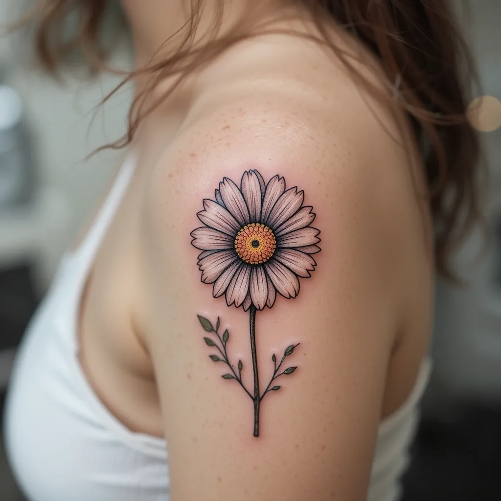 Hand-Poked Daisy Tattoo
