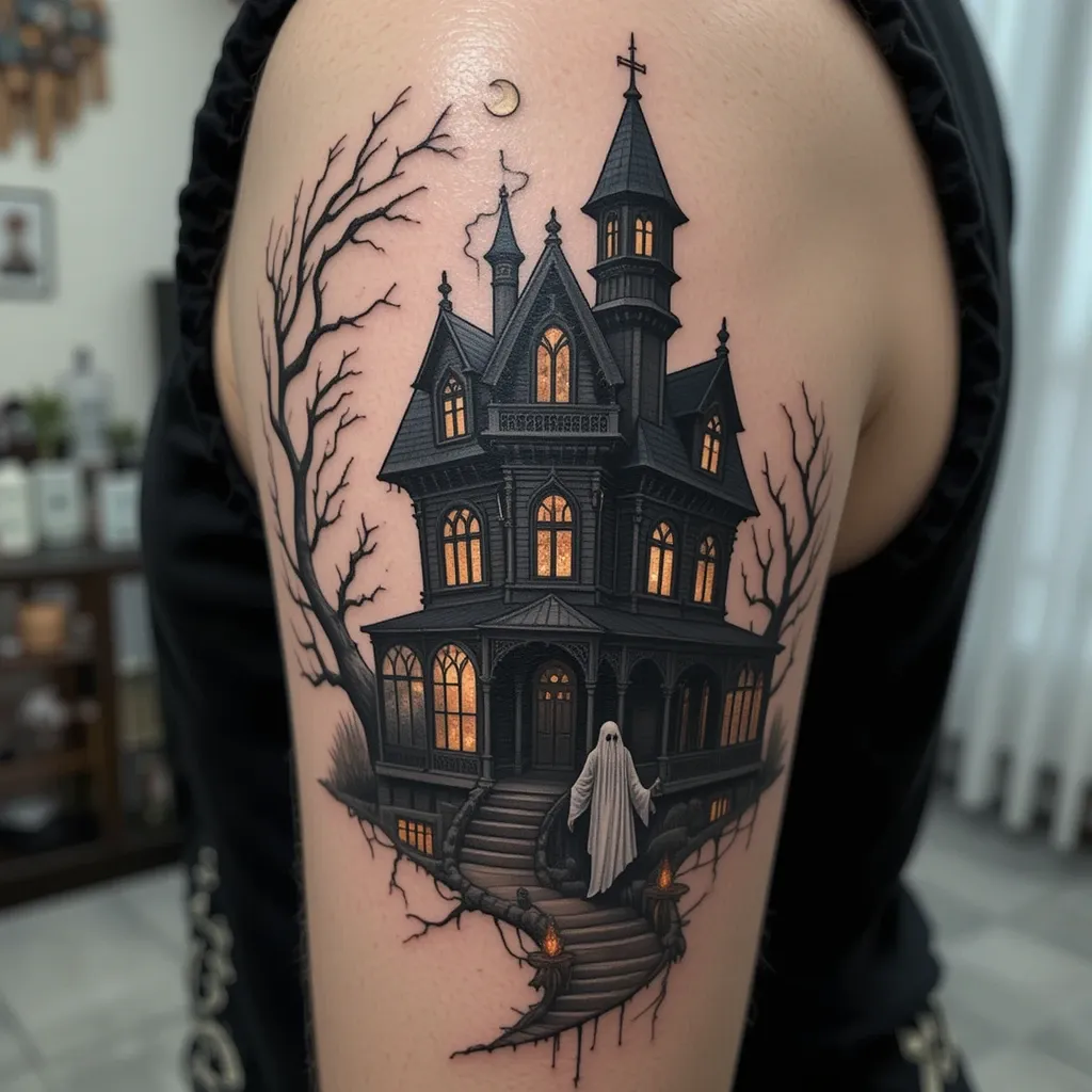 Haunted House Tattoo