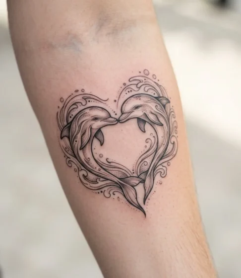 Heart-Shaped Dolphin Pair