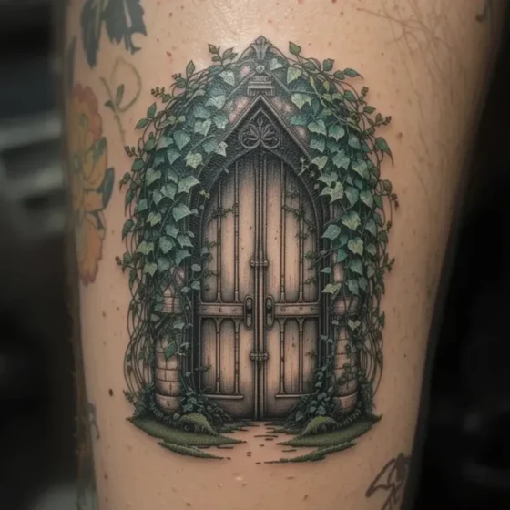 Ivy-Covered Garden Gate Tattoo
