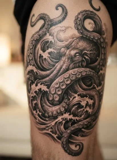Kraken or Giant Octopus Tattoo