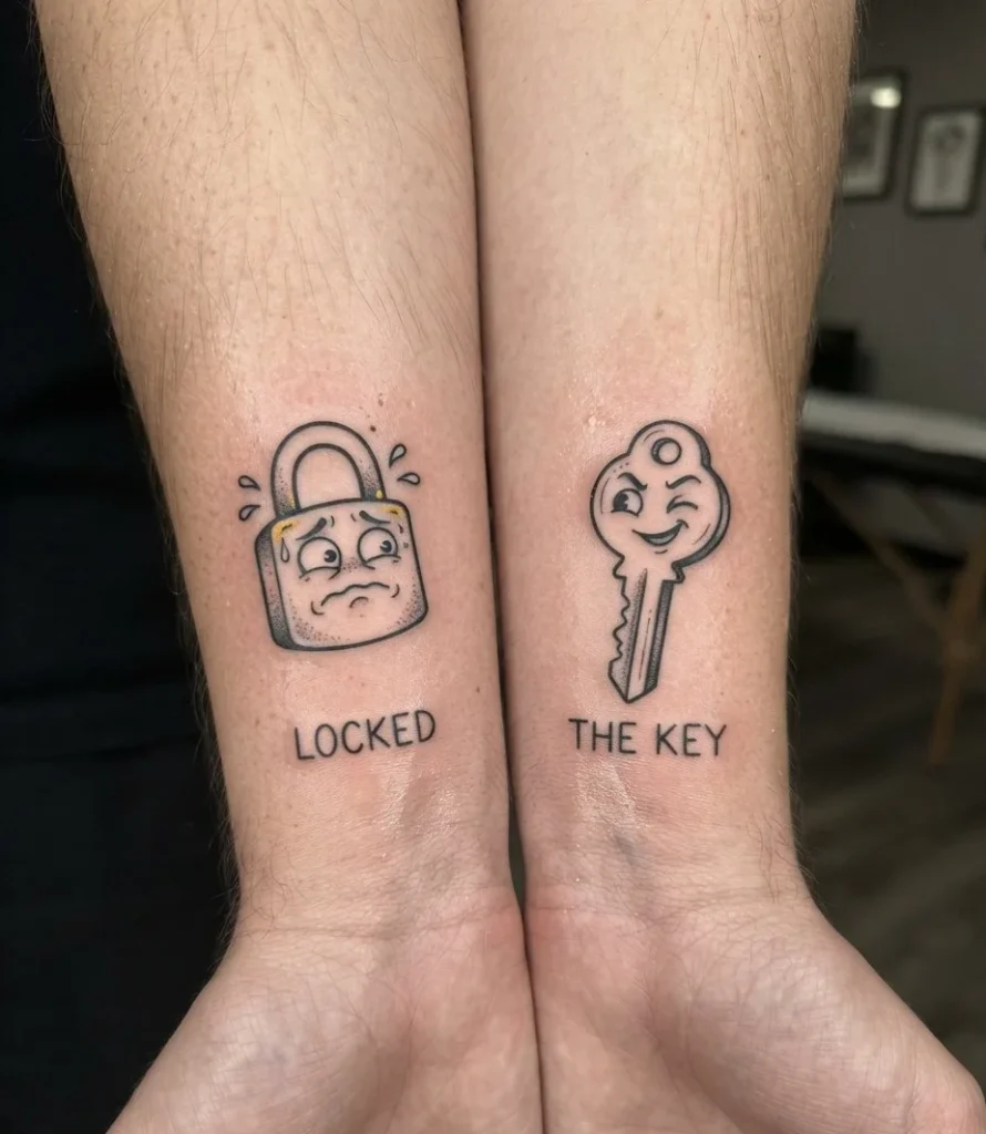Lock & Key Funny Twist Tattoo