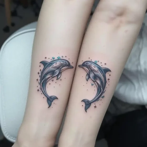 Matching Dolphin Tattoos