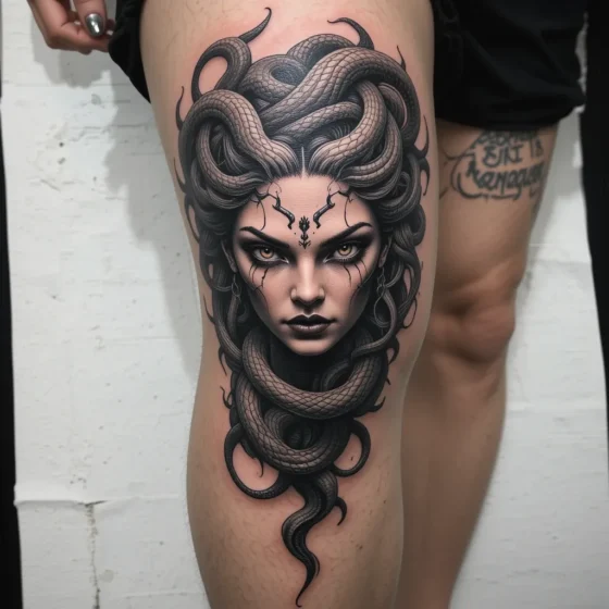 Medusa Knee Tattoo