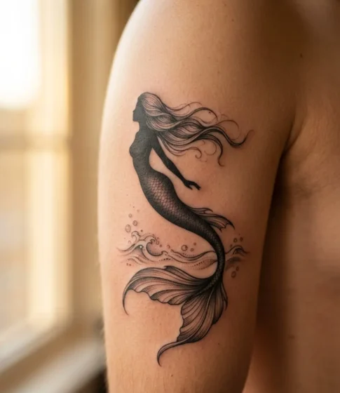 Mermaid Silhouette Tattoo