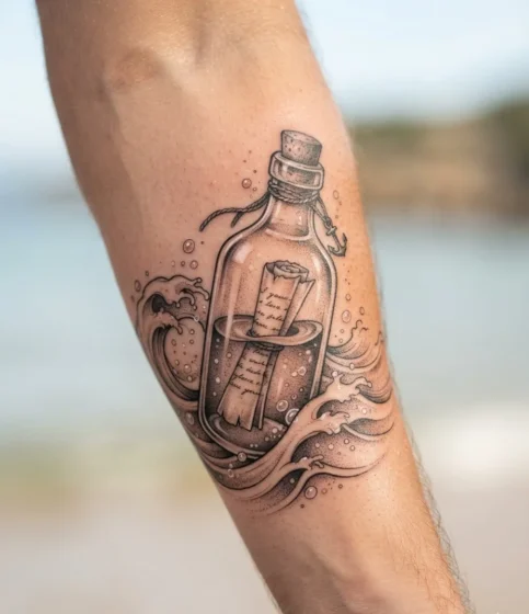 Message in a Bottle Tattoo