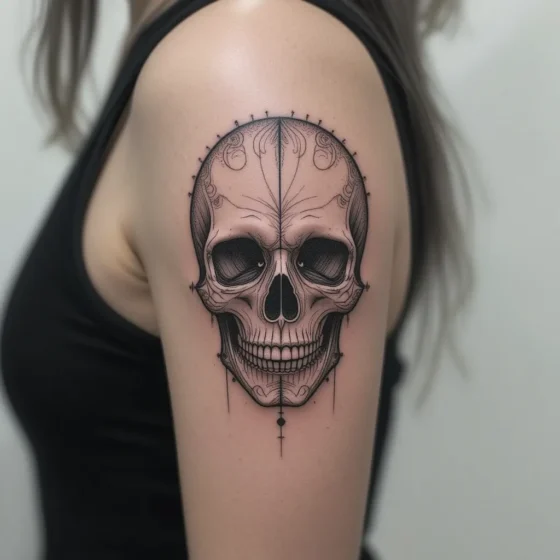 Minimalist Fine Line Skull