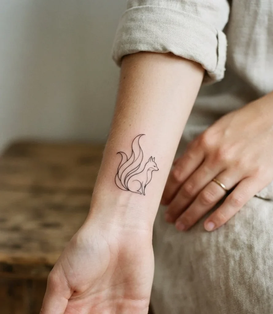 Minimalist Kitsune Tattoo