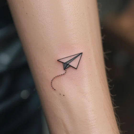 Minimalist Paper Plane with a Trail