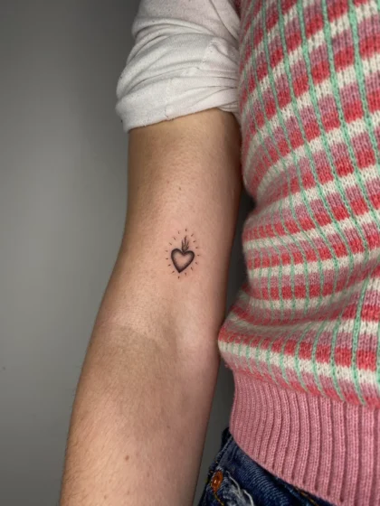 Minimalist Sacred Heart Tattoo