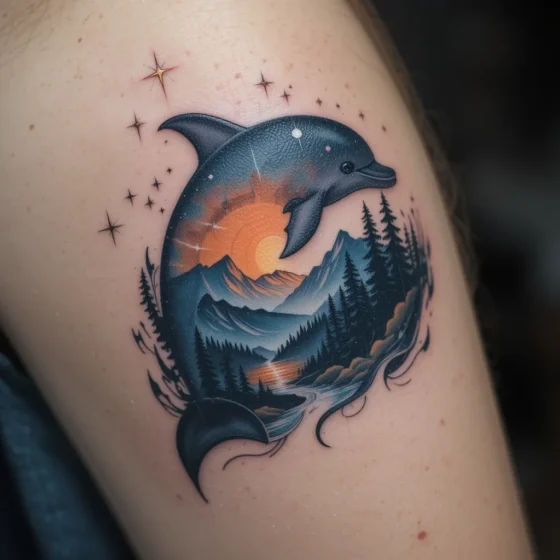 Mountain Sunset Dolphin