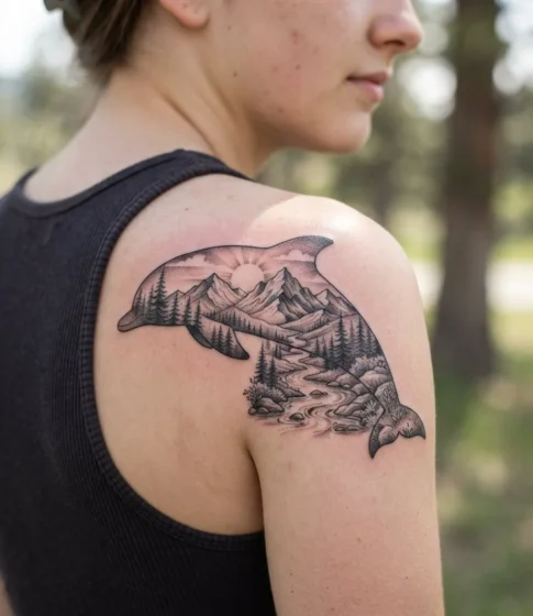 Mountain Sunset Dolphin