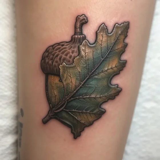 Oak Acorn Leaf Tattoo