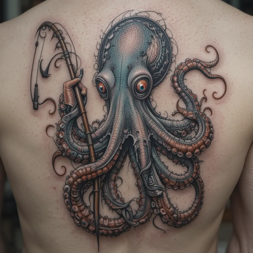 Octopus Holding a Fishing Rod