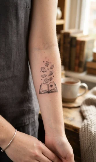 Open Book with Floating Pages
