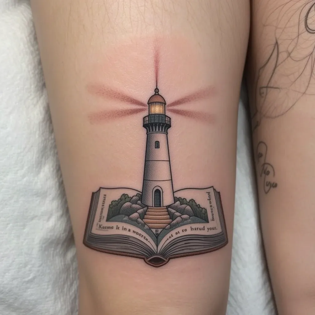 Open Book with a Lighthouse