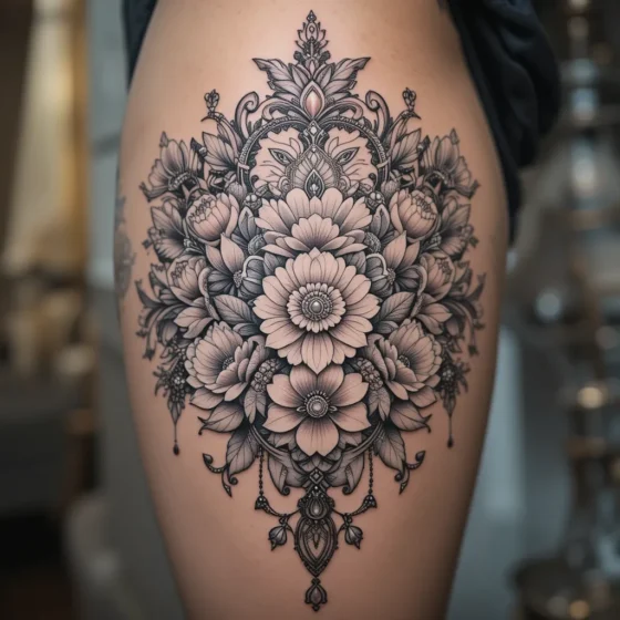 Ornamental Jewelry-Inspired Tattoo