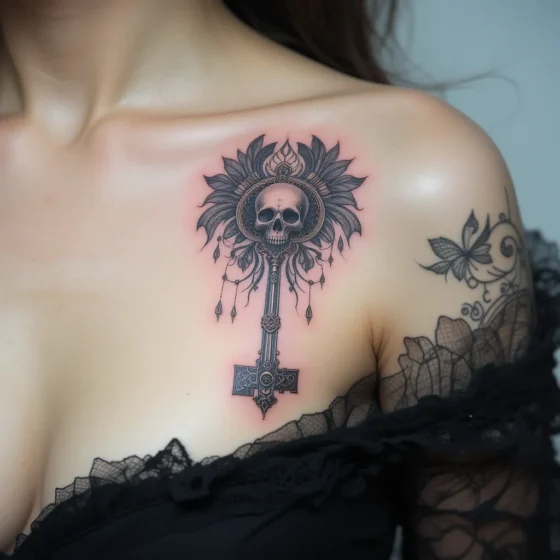 Ornate Key with a Raven Skull