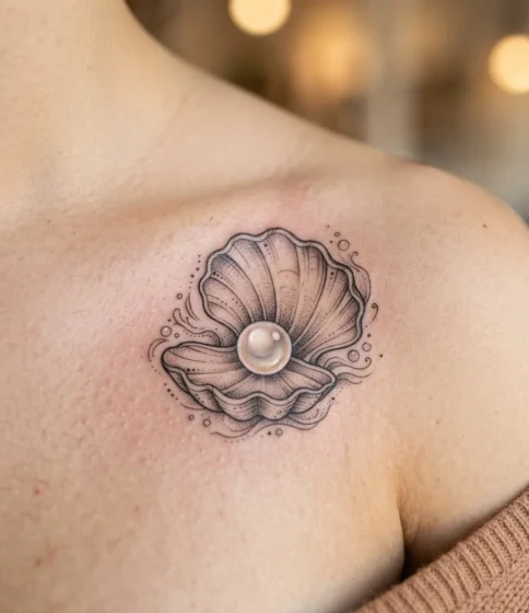 Pearl Inside a Shell Tattoo