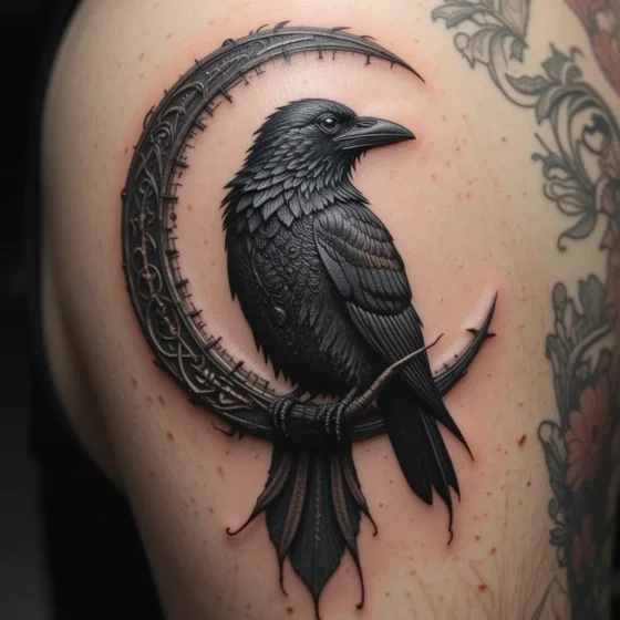 Raven with a Crescent Moon