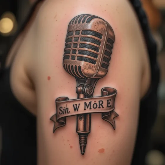 Retro Microphone with a Banner