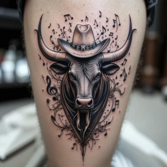 Rodeo Bull and Music Notes