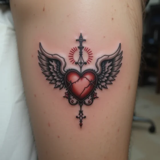 Sacred Heart with Angel Wings