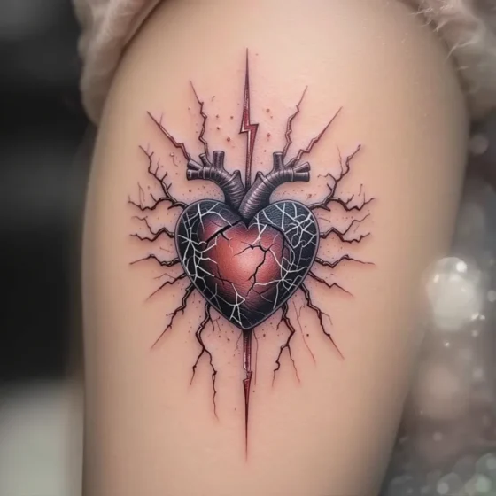 Sacred Heart with Lightning Bolts