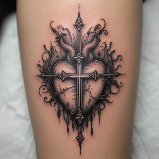 Sacred Heart with a Cross