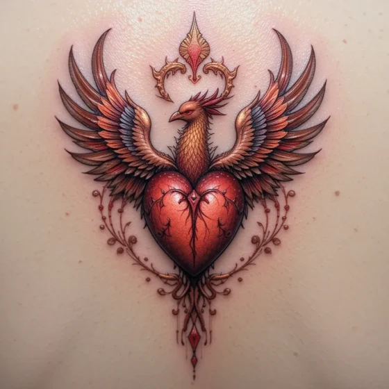 Sacred Heart with a Phoenix