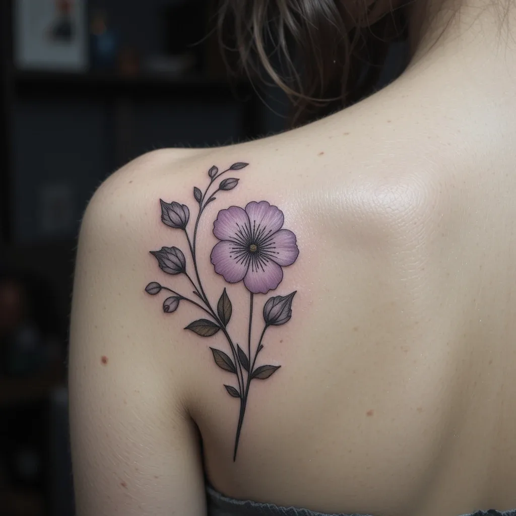 Shoulder Blade Primrose Tattoo