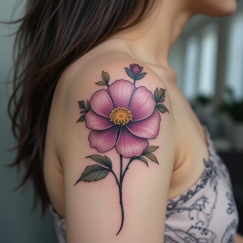 Shoulder Sweet Pea Tattoo