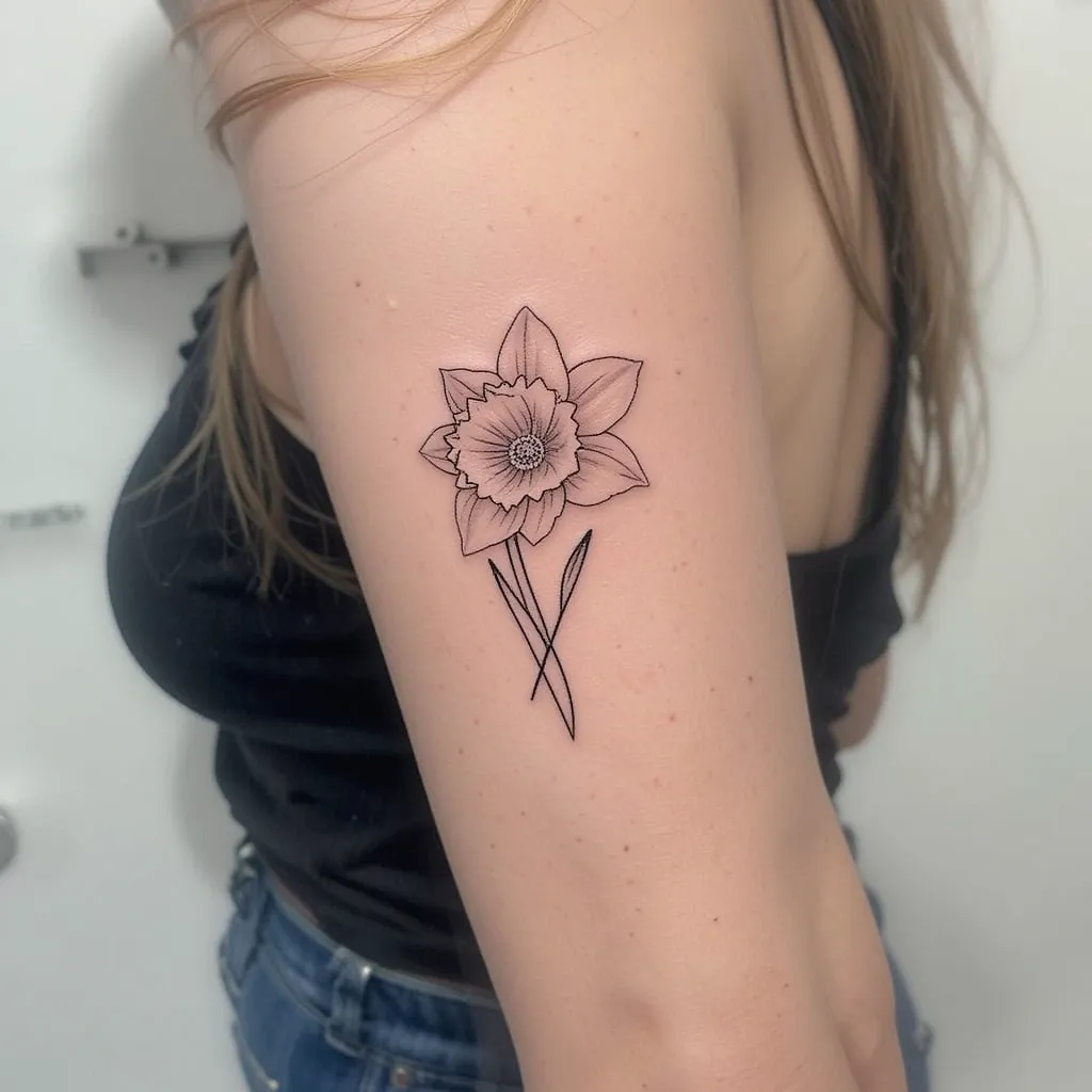 Simple Outline Daffodil Tattoo