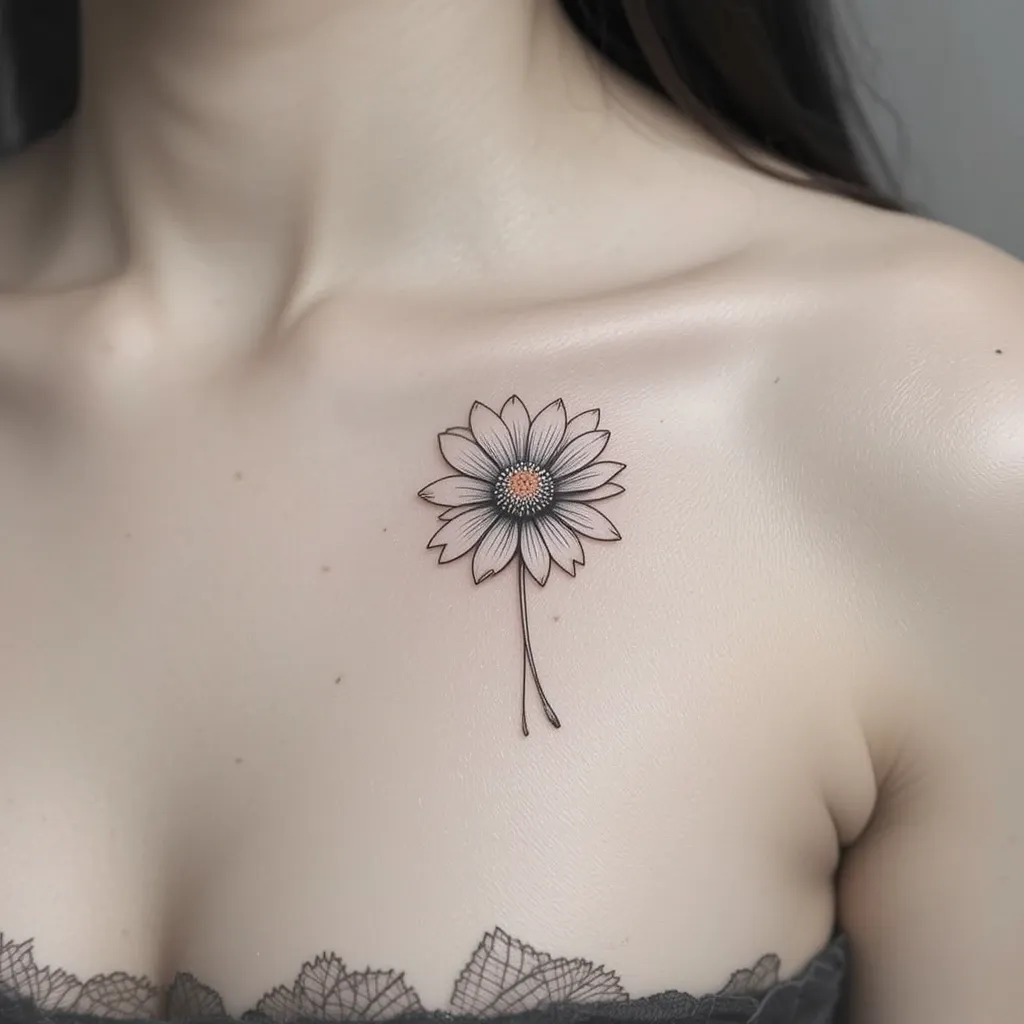 Simple Outline Daisy Tattoo